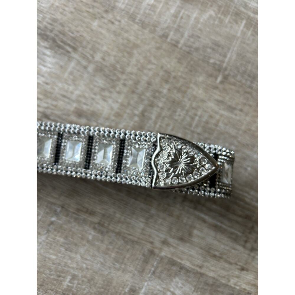 Western Rhinestone Concho Belt Womens Silver Crystal Studded Cowgirl 34-38 - Picture 9 of 16